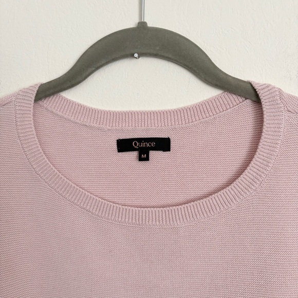 Quince Dolman Sweater Crew Cotton Cashmere Link Stitch Sugar Stone Sz M - Picture 6 of 16